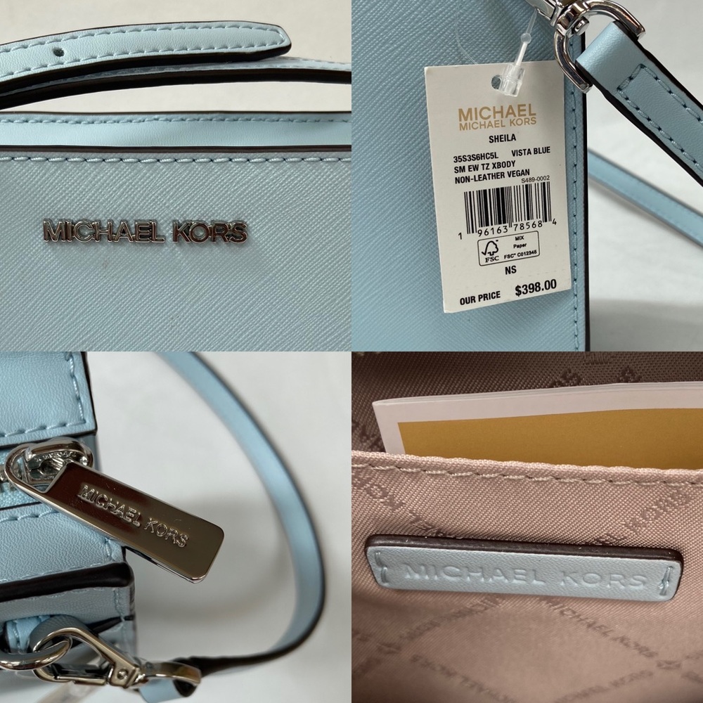 MICHAEL MICHAEL KORS Sheila Small Faux Leather Crossbody Bag in Vista Blue New - Picture 9 of 9